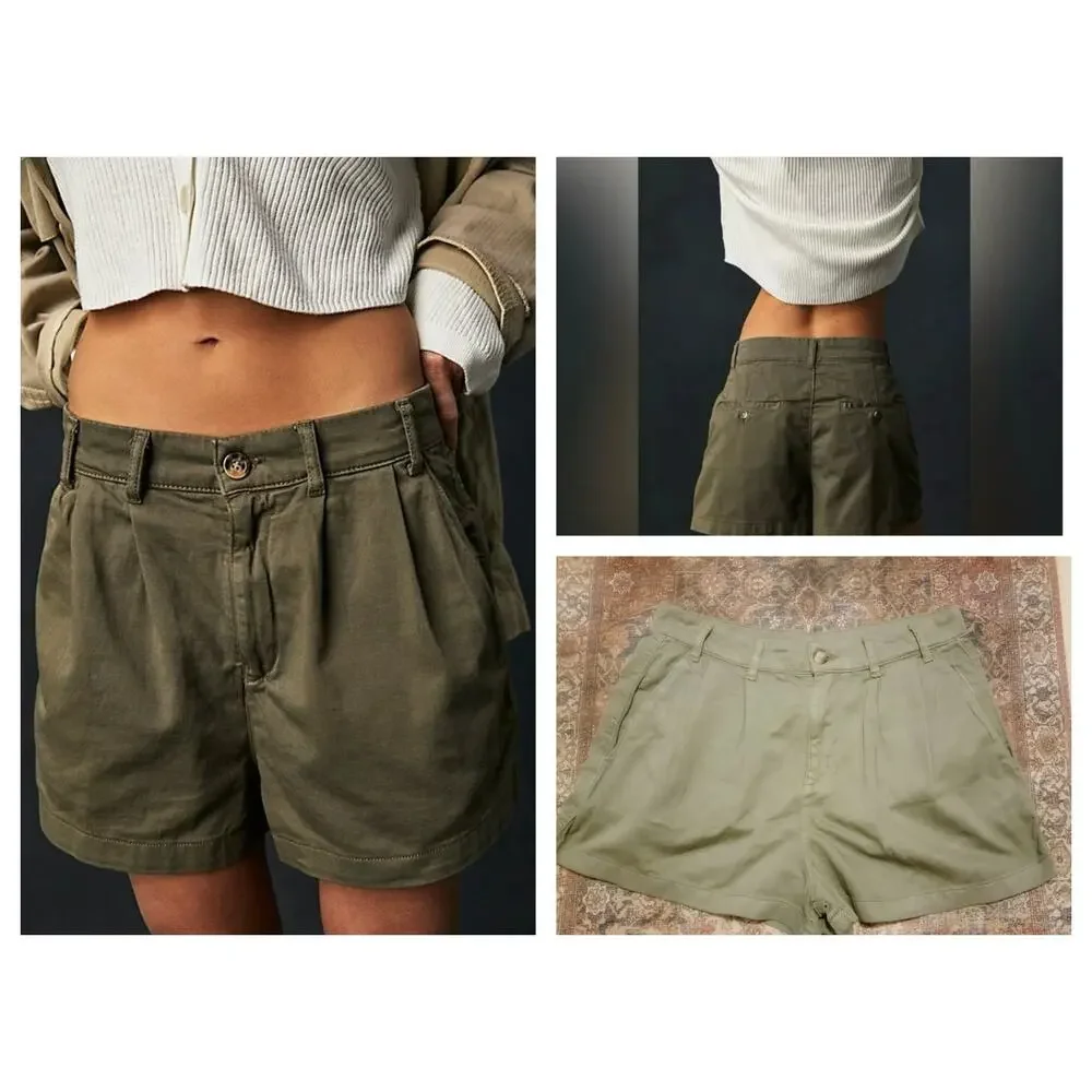 Free People Classic Relaxed Mid Rise Billie Chino Short Willow Womens Size 4 NWT - Picture 2 of 4